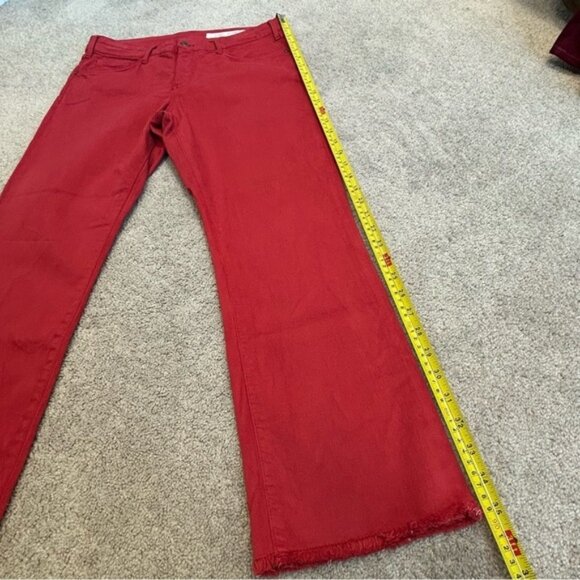 Anthropologie Pilcro and the Letterpress Coral Red Script Faded Crop Raw Hem 30 - Picture 15 of 16